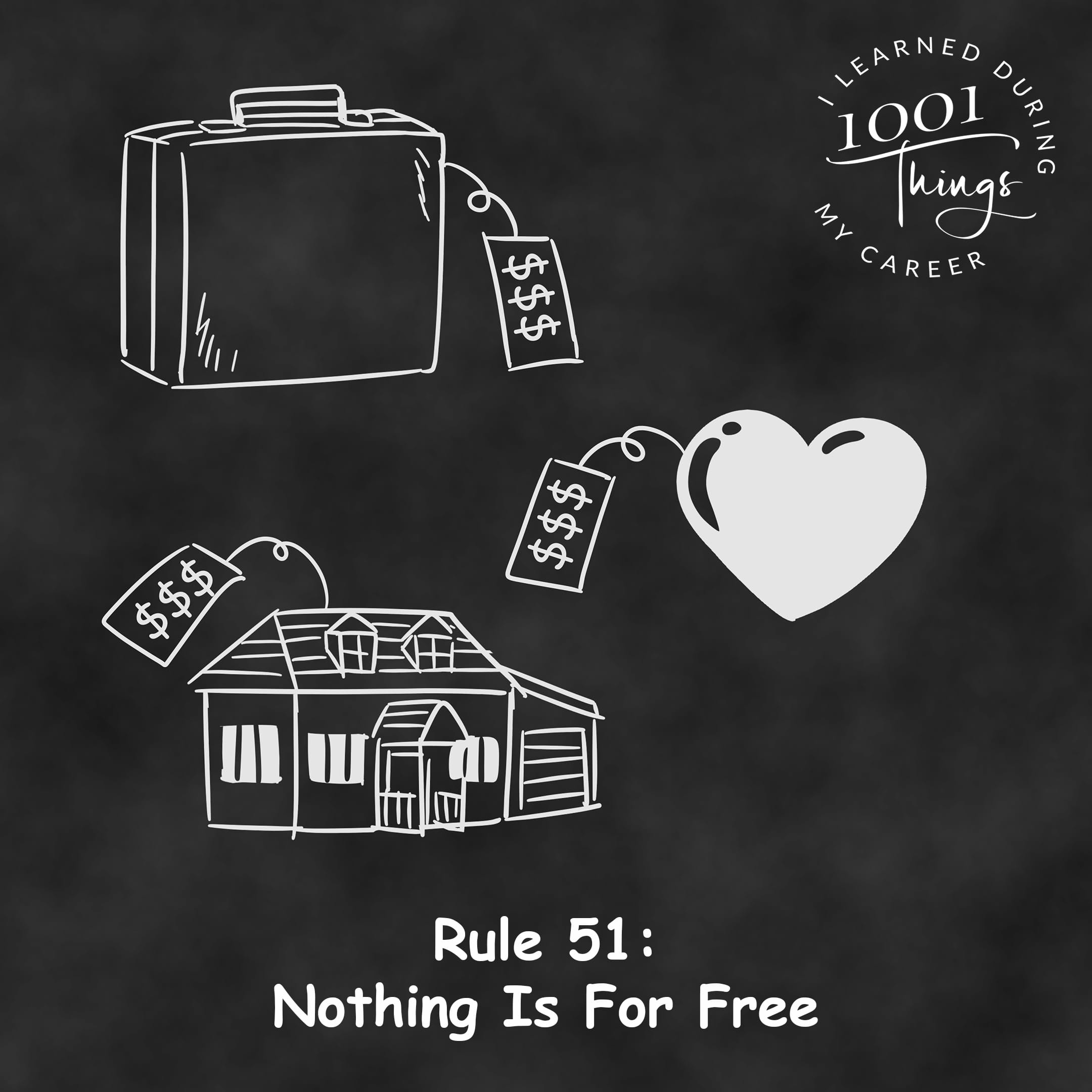 An illustration of large, prominent price tags hanging from various objects such as a briefcase, a heart, and a house.