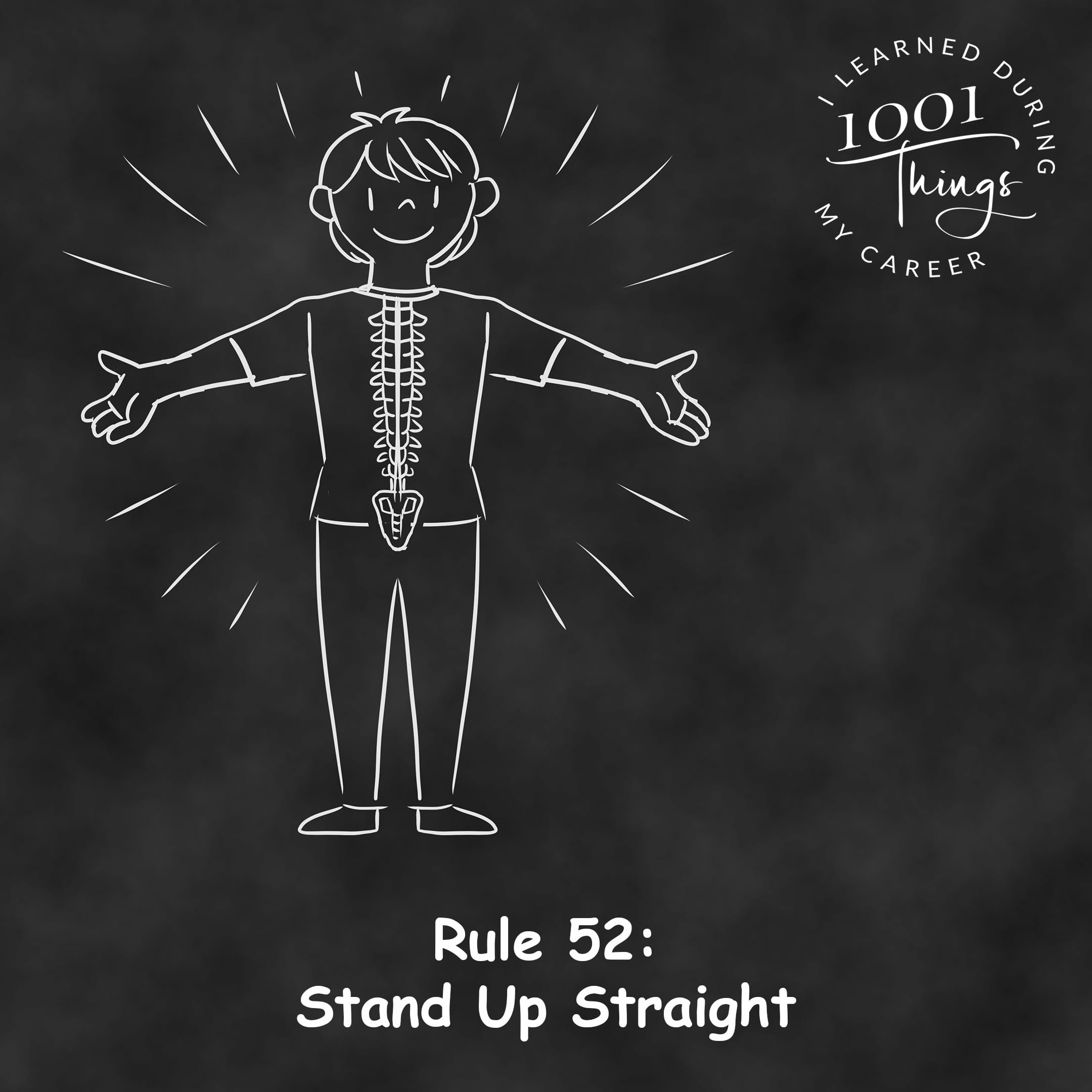 An illustration of a person standing tall with a glowing, strong backbone representing confidence, integrity, and pride.