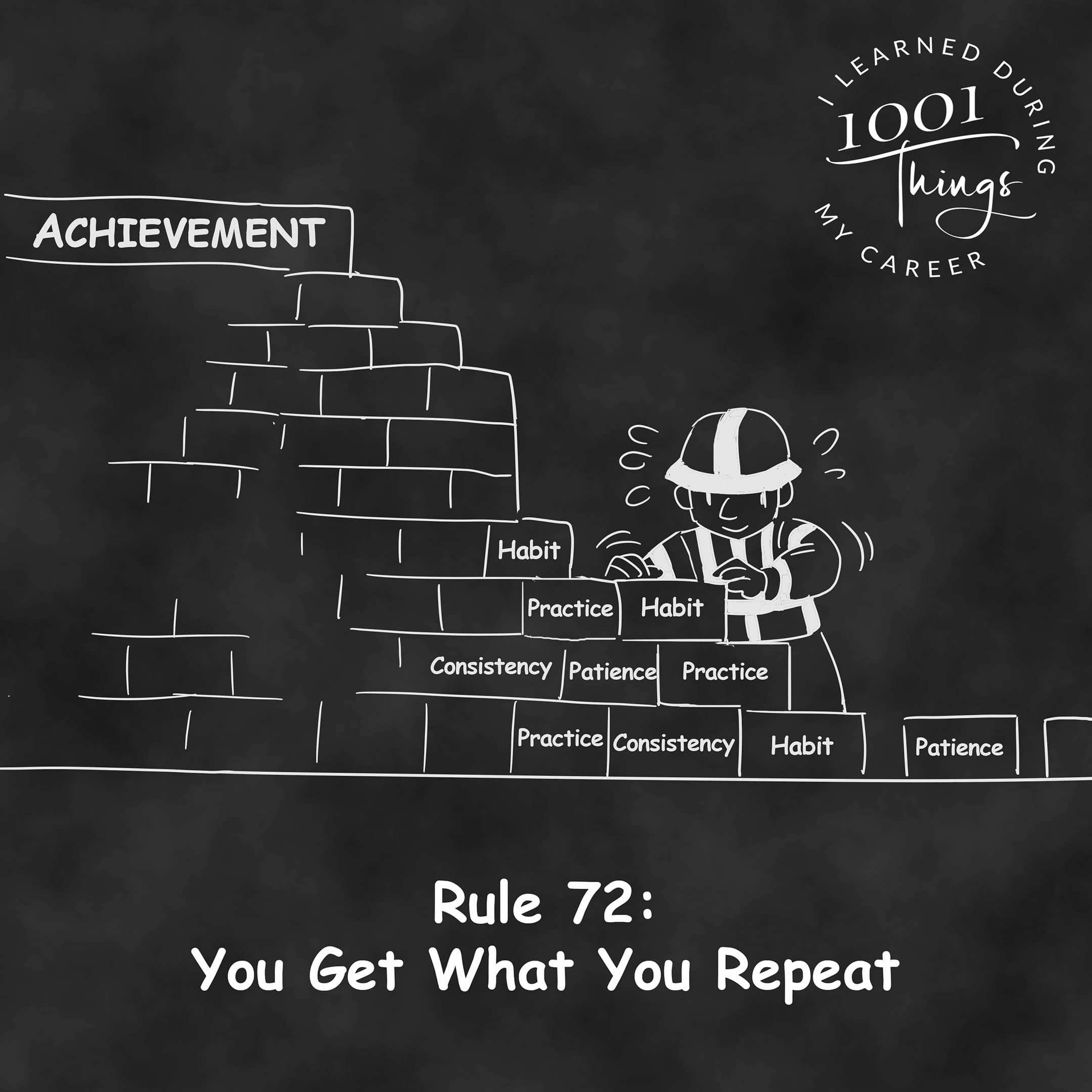 An illustration of a wall being built brick by brick. Each brick is labeled with a small positive action.